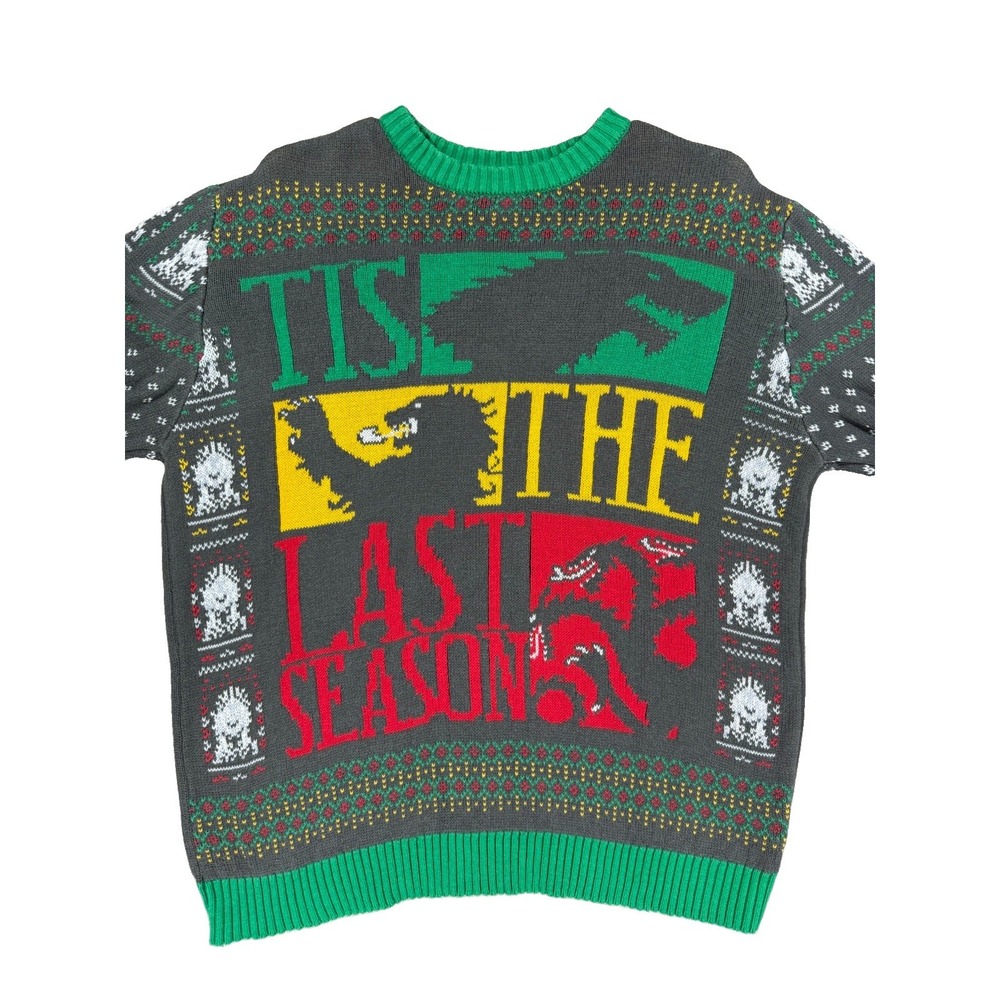 Game of Thrones Sweater Women's Large Gray Tis The Last Season Christmas HBO